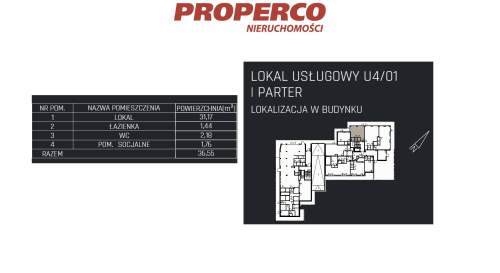Lokal, 36,23m2, parter, Jędrzejów