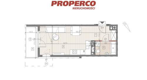 Mieszkanie 1 pok., 32,20m2, 4p, Jędrzejów