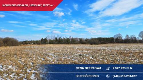 Kompleks 21 działek budowlanych 3ha Uwieliny z MPZP