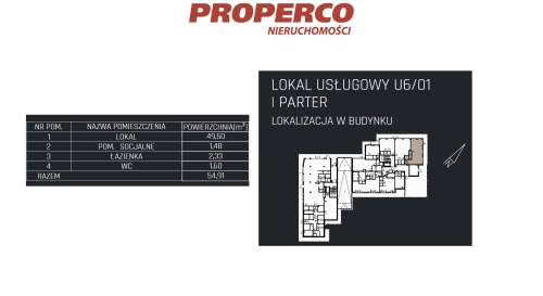 Lokal, 54,78m2, parter, Jędrzejów
