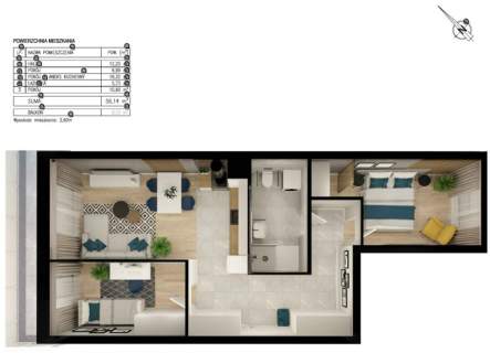 Nowe 3 pokoje 56,14 m2