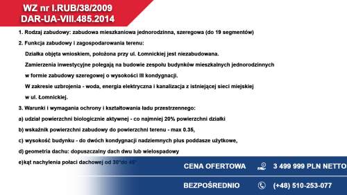 WZ na 19 segmentów lub 8 bliźniaków Łódź, ul. Łomnicka 21