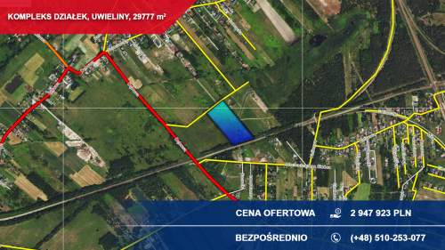 Kompleks 21 działek budowlanych 3ha Uwieliny z MPZP