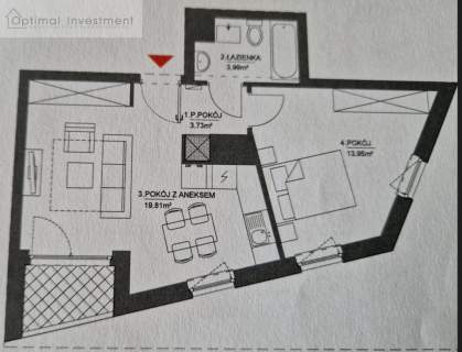 Mogilska 120 B. Apartament 2-pok. Balkon.