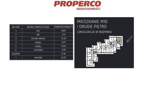 Mieszkanie 3 pok., 57,16m2, 2p, Jędrzejów