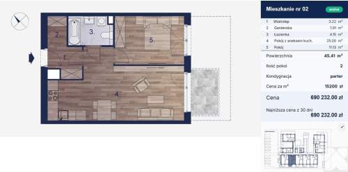 Kraków Wola Duchacka, mieszkanie 45,41 m2