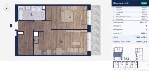 Kraków Wola Duchacka, mieszkanie 46,97 m2