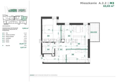 Mieszkanie na sprzedaż, 62,07 m2, Gliwice