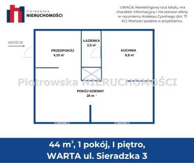Mieszkanie na sprzedaż, 44 m2, Warta