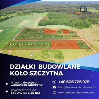 Działki budowlane koło Szczytna