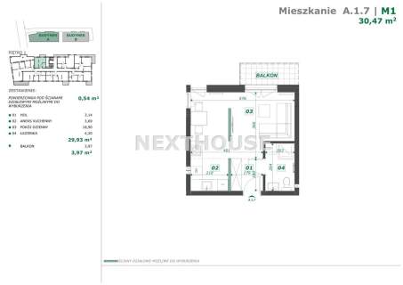 Mieszkanie na sprzedaż, 30,47 m2, Gliwice
