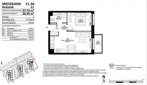 Rokitki 2-pokojowe mieszkanie 36,56 m2 planowan