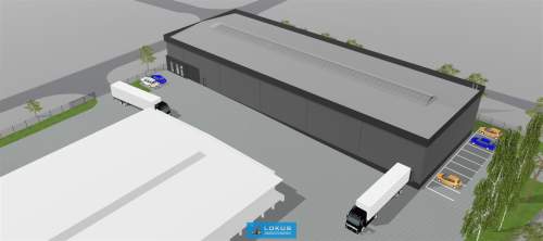 Nowy ogrzewany magazyn z biurem i parkingiem
