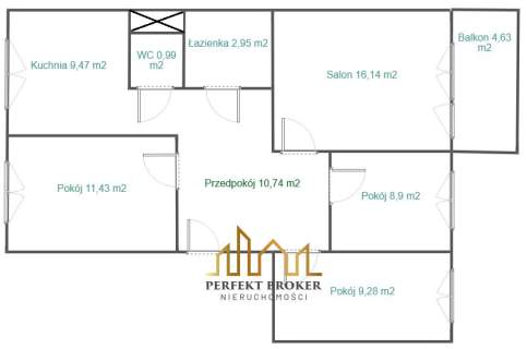 4 pokoje balkon parter Czechów 69,9m2