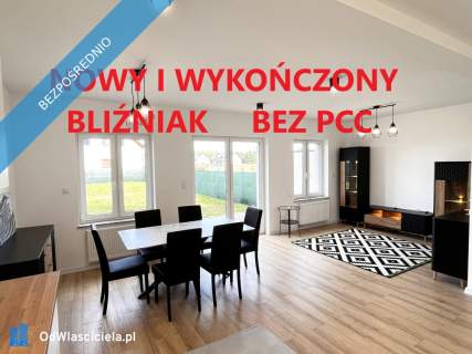 OKAZJA Wykończony nowy bliźniak z garażem bez PCC duża działka...