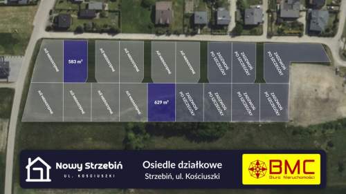 Działka budowlana Strzebiń 583m2 Woda kanalizacja
