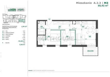 Mieszkanie na sprzedaż, 53,48 m2, Gliwice