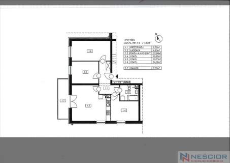 Mieszkanie, sprzedaż - 4 pokojowe 71,59 m2
