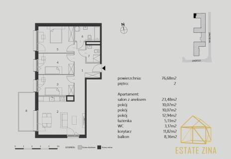 4-pokojowe 76,68 m2 balkon Noho Lindego 2