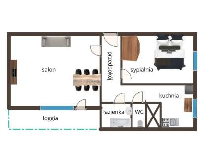 Dwupokojowe 48 m2, z balkonem. Jelcz Laskowice