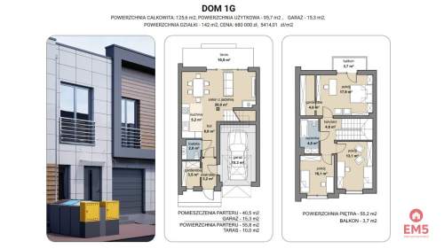 Dom szeregowy 125 m2, Zaścianki