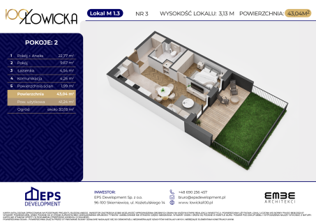 2-pokojowe mieszkanie 41m2 ogródek