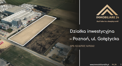 Działka inwestycyjna 1,09 ha MPZP 9P/U Poznań, Gołężycka