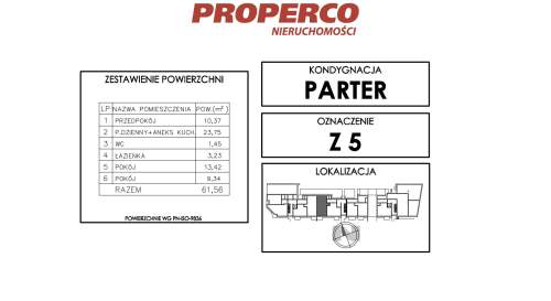 Zespół pokojowy 3pok., 61,56 m2, ul. Klonowa