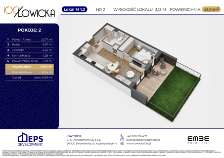 2-pokojowe mieszkanie 41m2 ogródek