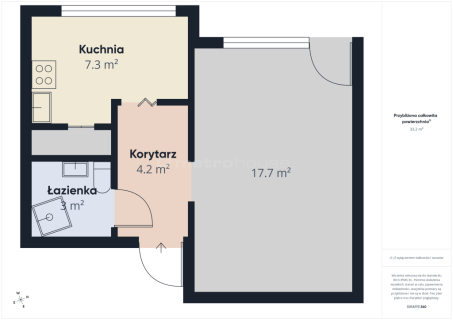 Kawalerka 33 m z balkonem 1. piętro Poręba