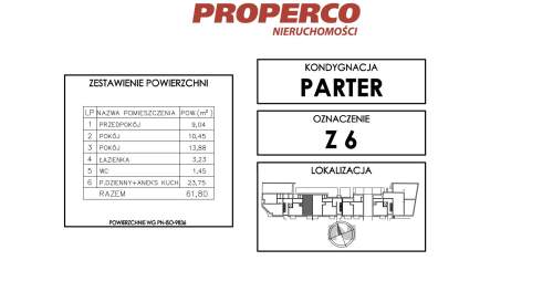 Zespół pokojowy 3pok., 61,80 m2, ul. Klonowa