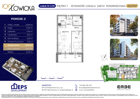 3-pokojowe mieszkanie 57m2 z balkonem