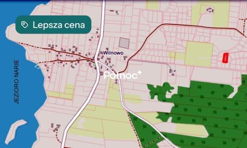 Działka z plażą nad jeziorem Narie
