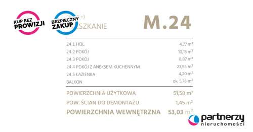 Mieszkanie 3 pokojowe na 3 piętrze, balkon 5,76