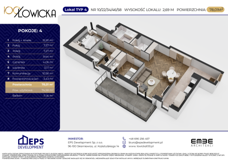 Mieszkanie na sprzedaż - 74 m - 4 pokoje Widok Skierniewice