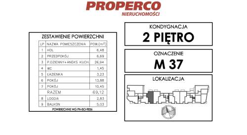 Mieszkanie 3pok., 69,12 m2, ul. Klonowa