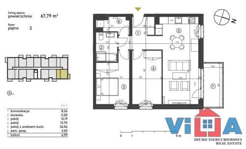 3-POKOJOWY APARTAMENT Z BALKONEM BLISKO CENTRUM