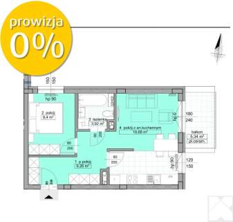 Gotowe Dwupokojowe 42,26 m2 Wilkowyja