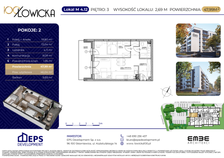 2-pokojowe mieszkanie 46m2 balkon