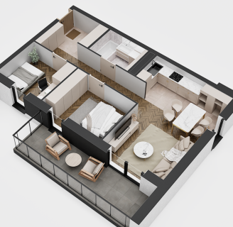 3-pokojowe mieszkanie 53m2 balkon