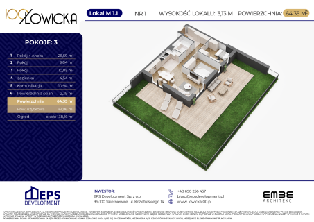 3-pokojowe mieszkanie 62m2 duży ogórdek