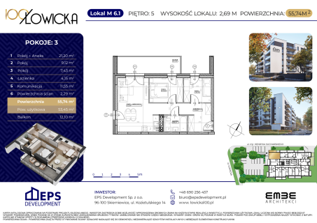 3-pokojowe mieszkanie 53m2 balkon