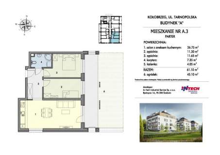 Mieszkanie na sprzedaż, 61,2 m2, Kołobrzeg