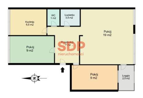 3-POKOJOWE MIESZKANIE NA POPOWICACH / 57M2 / ROZKŁAD