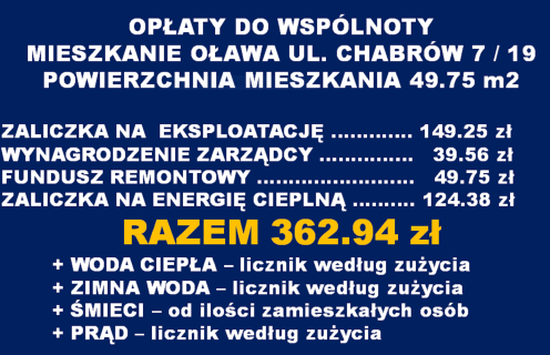 Mieszkanie 3 pokoje Oława ul. Chabrów - winda - balkon