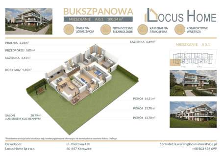 Mieszkanie 4-pokojowe Katowice ulica Bukszpanowa