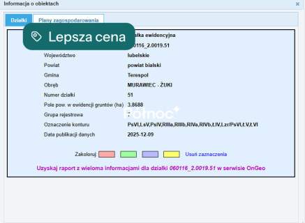 Ziemia rolna o pow. 3,9 Ha w gminie Terespol
