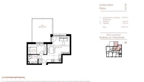 2 POKOJE, TARAS, STAN DEWELOPERSKI - 41,61 M2