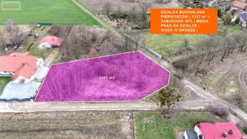 Działka 1357 m Pierwoszów Nowy MPZP   60% Zab.