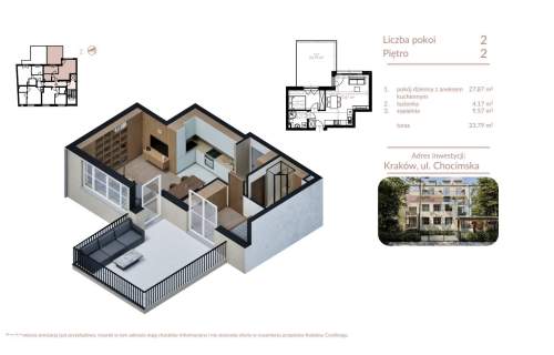 2 POKOJE, TARAS, STAN DEWELOPERSKI - 41,61 M2